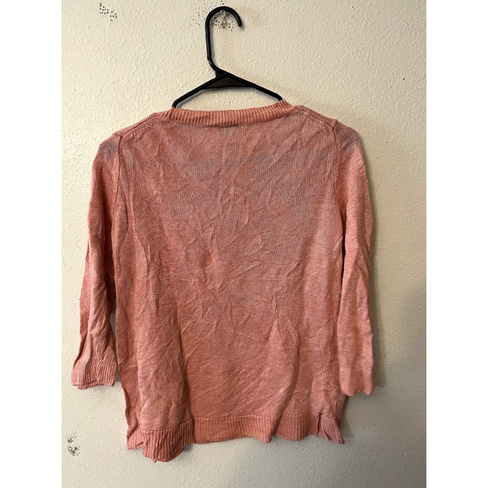Talbots VINTAGE Talbots Womens Sweater Pullover Linen V-Neck 3/4 Sleeve Pink Summer Beach Classic Women Size M / US 6-8 / IT 42-44 - 2 Thumbnail