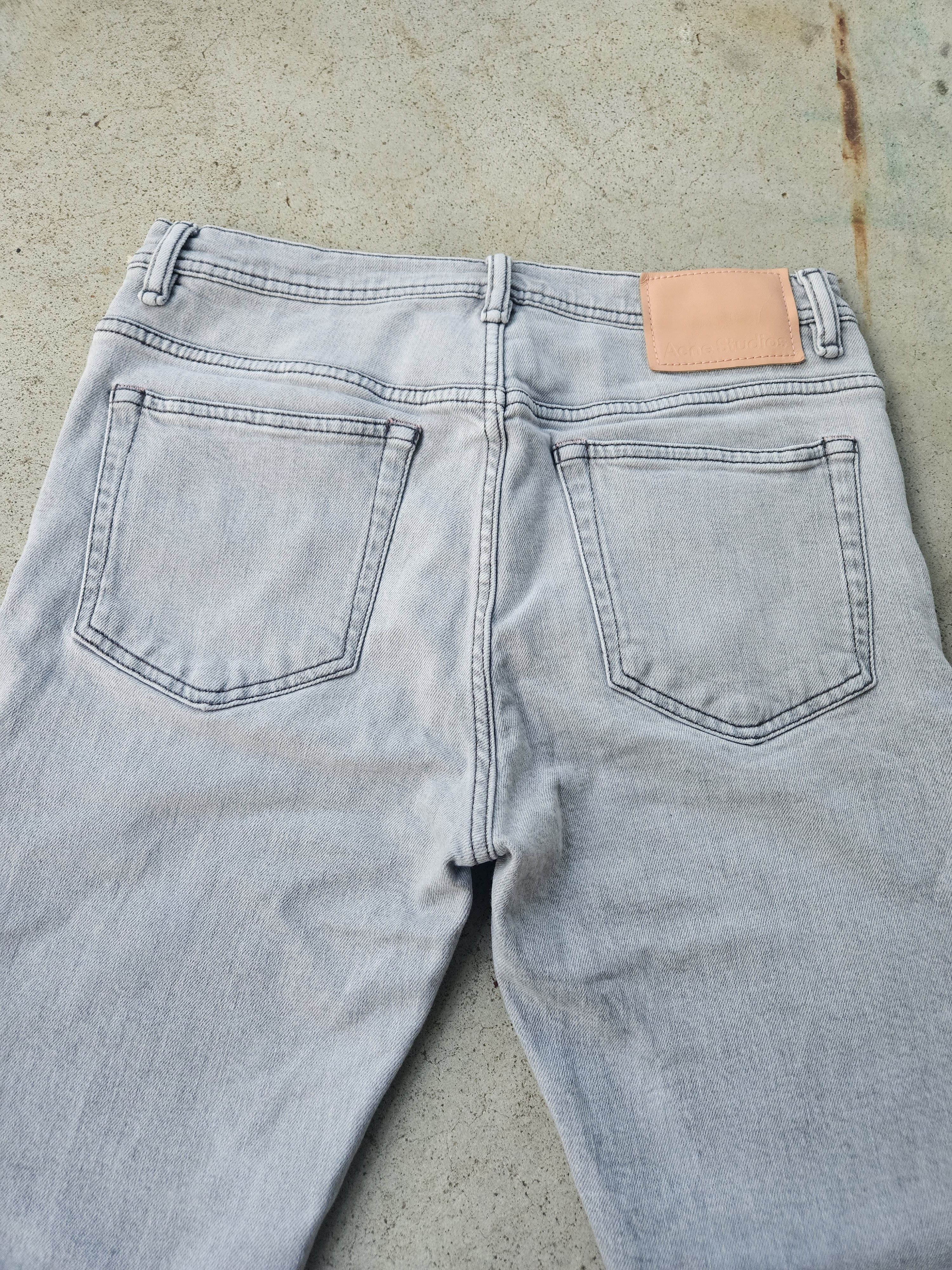 Acne Studios River Stone Grey Leather Back Patch Denim Jeans Size US 30 / EU 46 - 3 Thumbnail