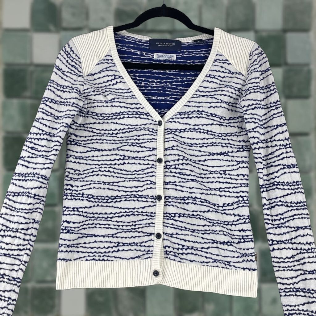 Maison Scotch Maison Scotch Cardigan Sweater Womens Petite Size PP White Knit Long Sleeve Casual Size XXS / US 00 / IT 34 - 1 Thumbnail