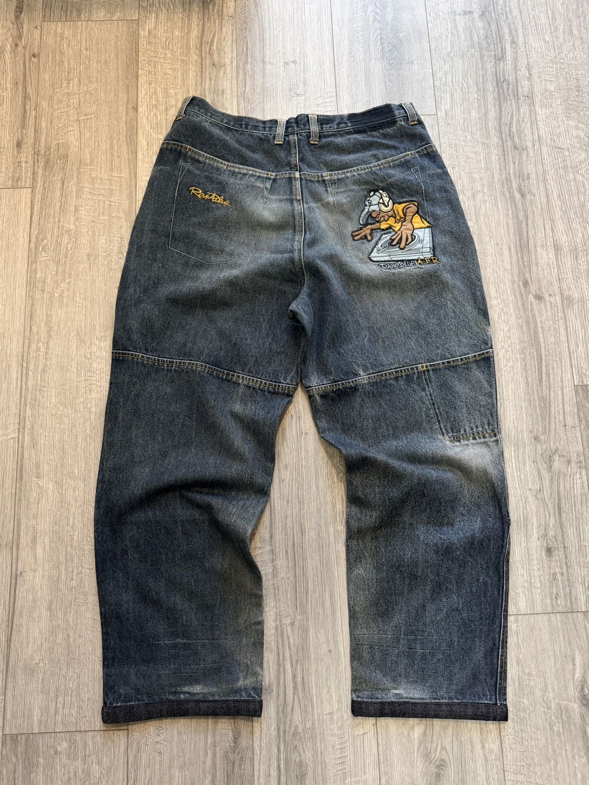 JNCO VINTAGE Y2K RAW BLUE BAGGY CYBER WING DENIM SEQUIN JEANS 36 Size US 36 / EU 52 - 2 Thumbnail