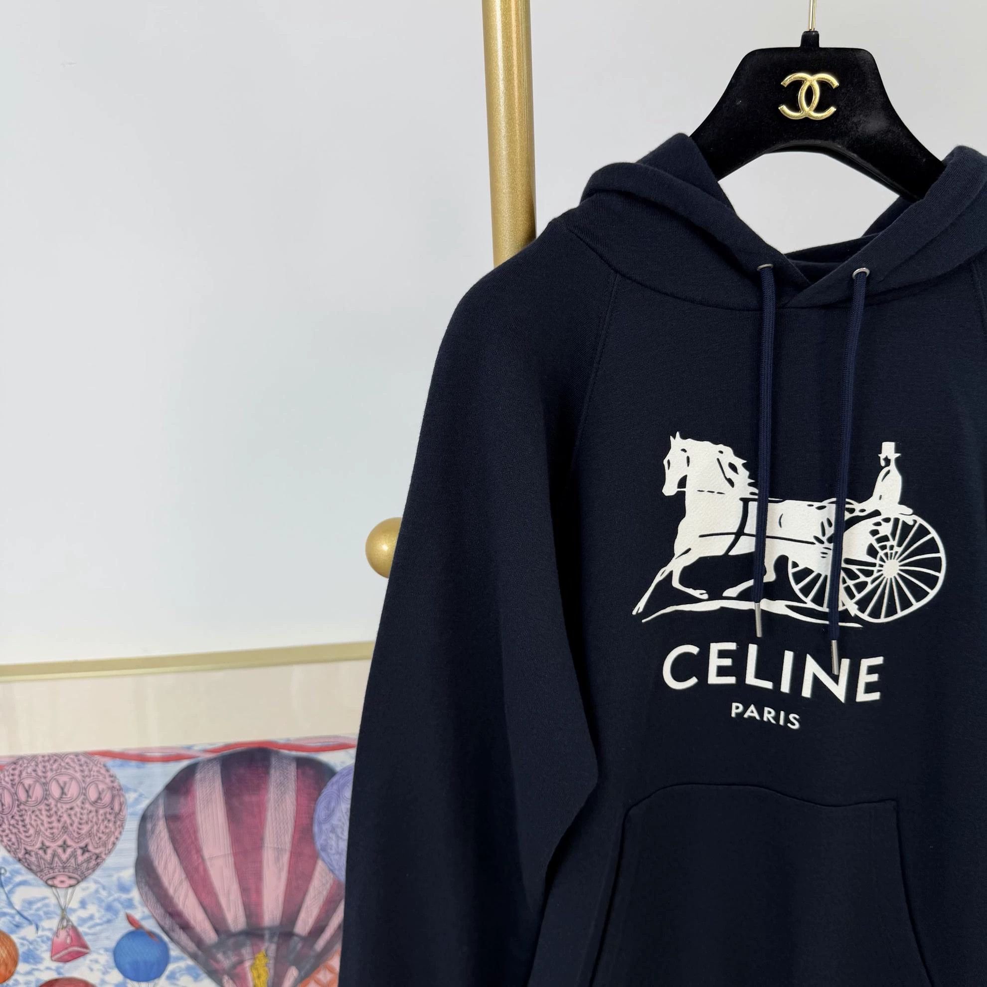 Celine Celine Navy Blue Hoodie M (New w/Tags) 6365 Size M / US 6-8 / IT 42-44 - 3 Thumbnail