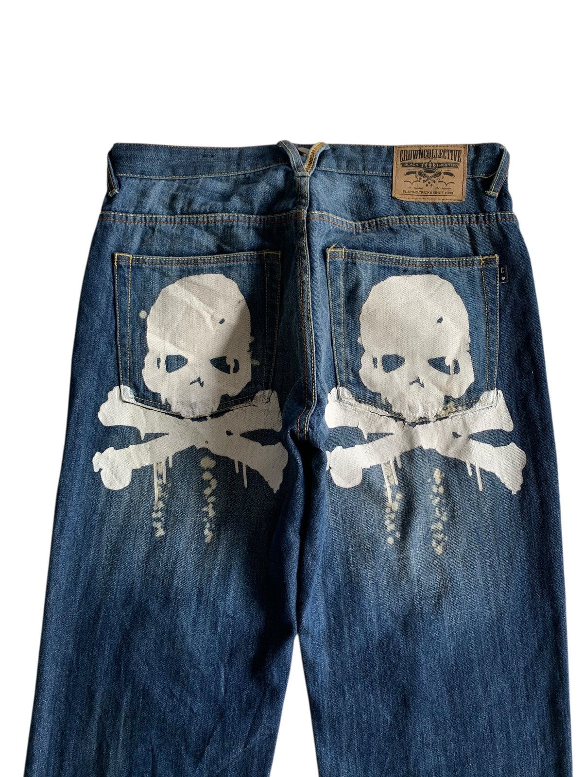 If Six Was Nine CROWN COLLECTIVE BIG SKULL PUNK JAPANESE DISTRESSED DENIM Size US 34 / EU 50 - 6 Thumbnail