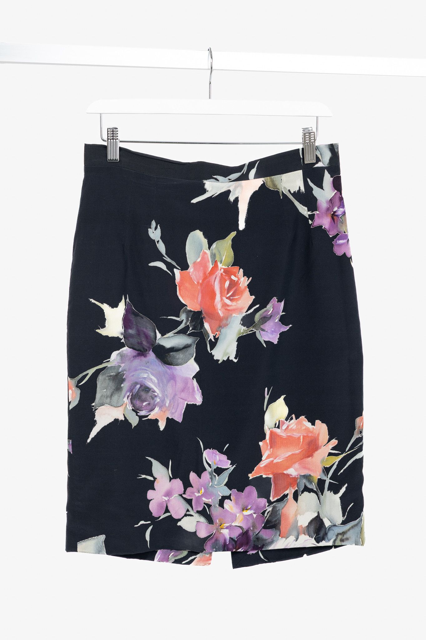 Dolce & Gabbana Black Floral Silk Pencil Skirt