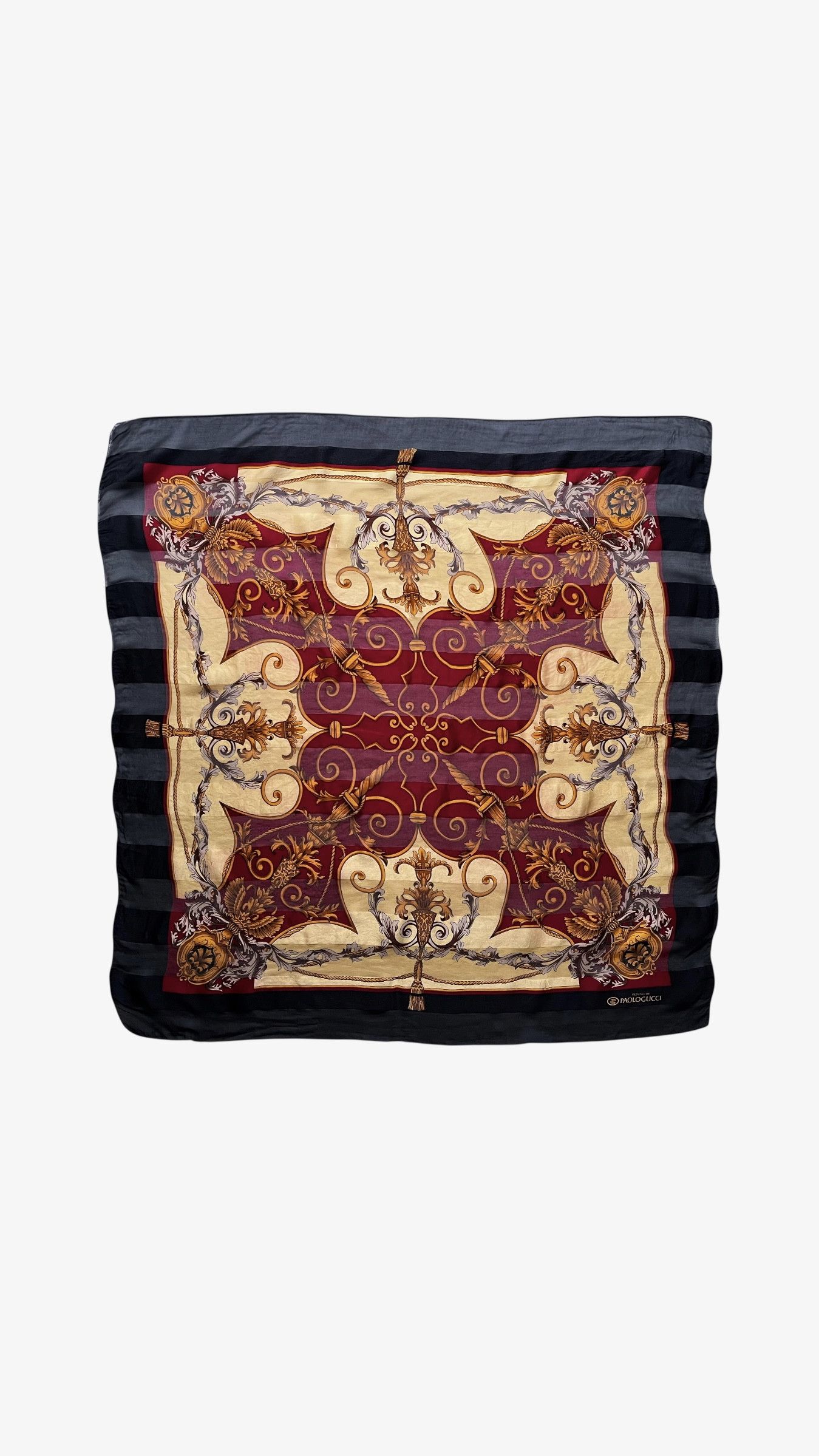 Paolo Gucci Vintage 80s Paolo Gucci Baroque Print Silk Scarf Size ONE SIZE - 1 Thumbnail