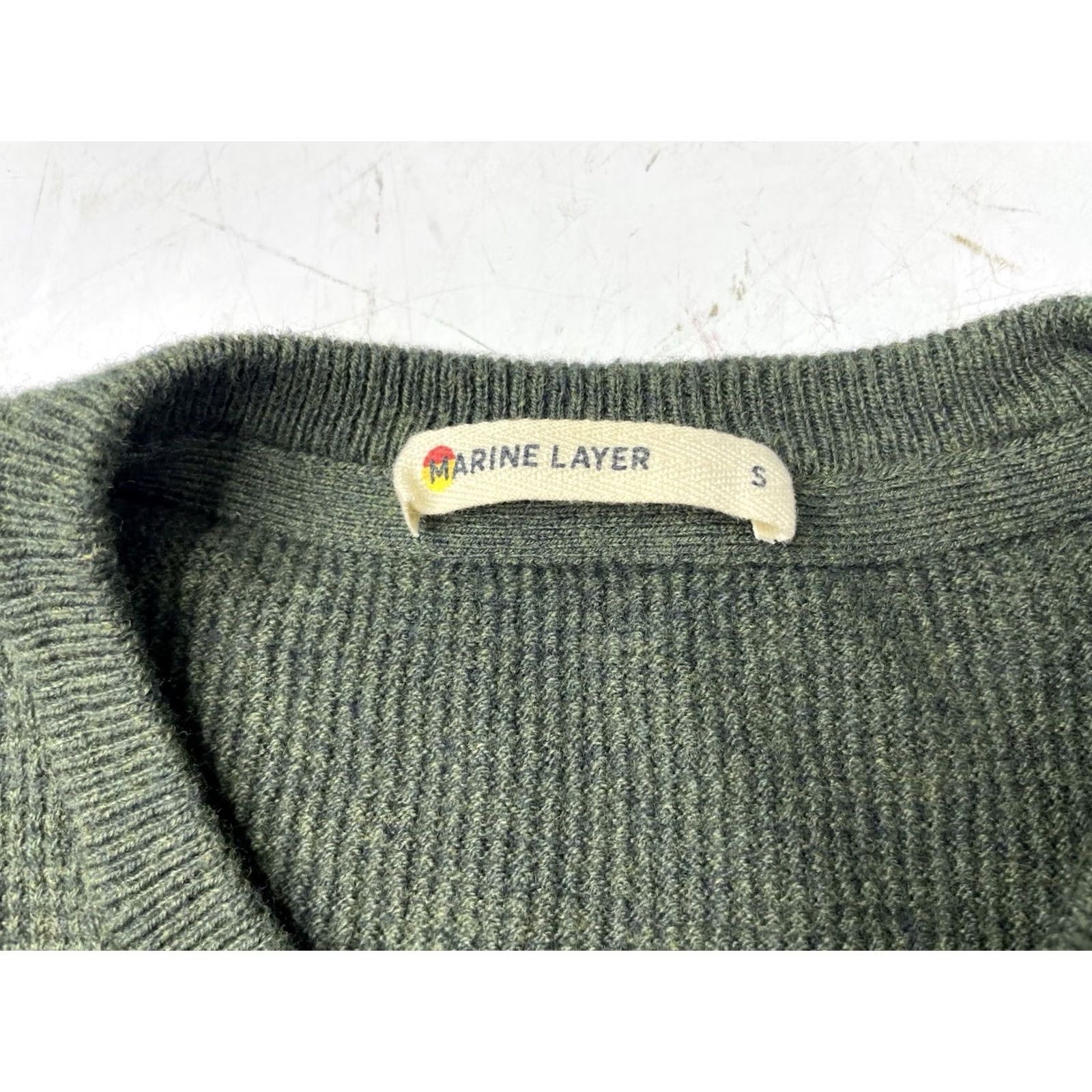 Marine Layer Marine Layer Sweater Mens Small Green Henley Classic Waffle Thermal Merino Blend Size US S / EU 44-46 / 1 - 3 Thumbnail