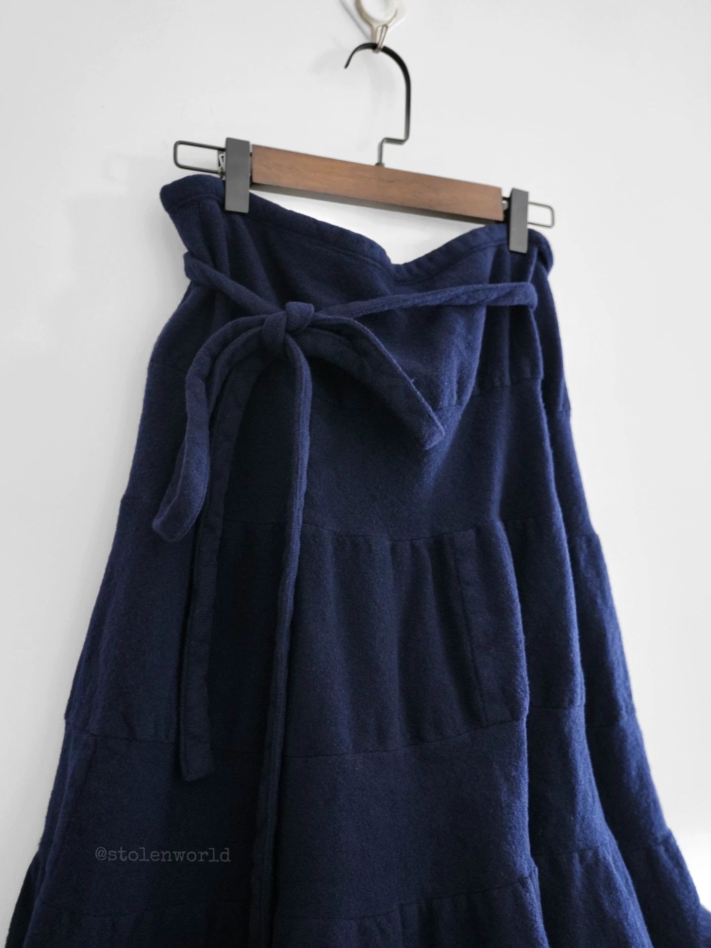 Comme des Garcons Comme des Garçons Navy Wool Self-Tie Layered Skirt M Size 27" / US 4 / IT 40 - 5 Thumbnail