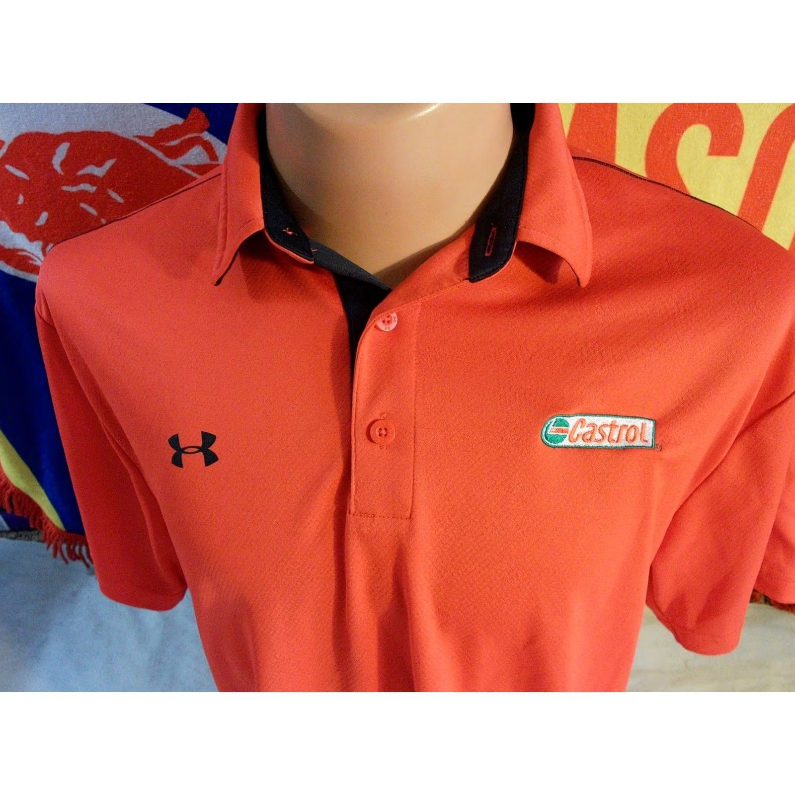 Under Armour Under Armour Racing Polo Shirt Men 2XL Red Casual Car Sports Castrol Embroidered着 Size US XXL / EU 58 / 5 - 2 Thumbnail