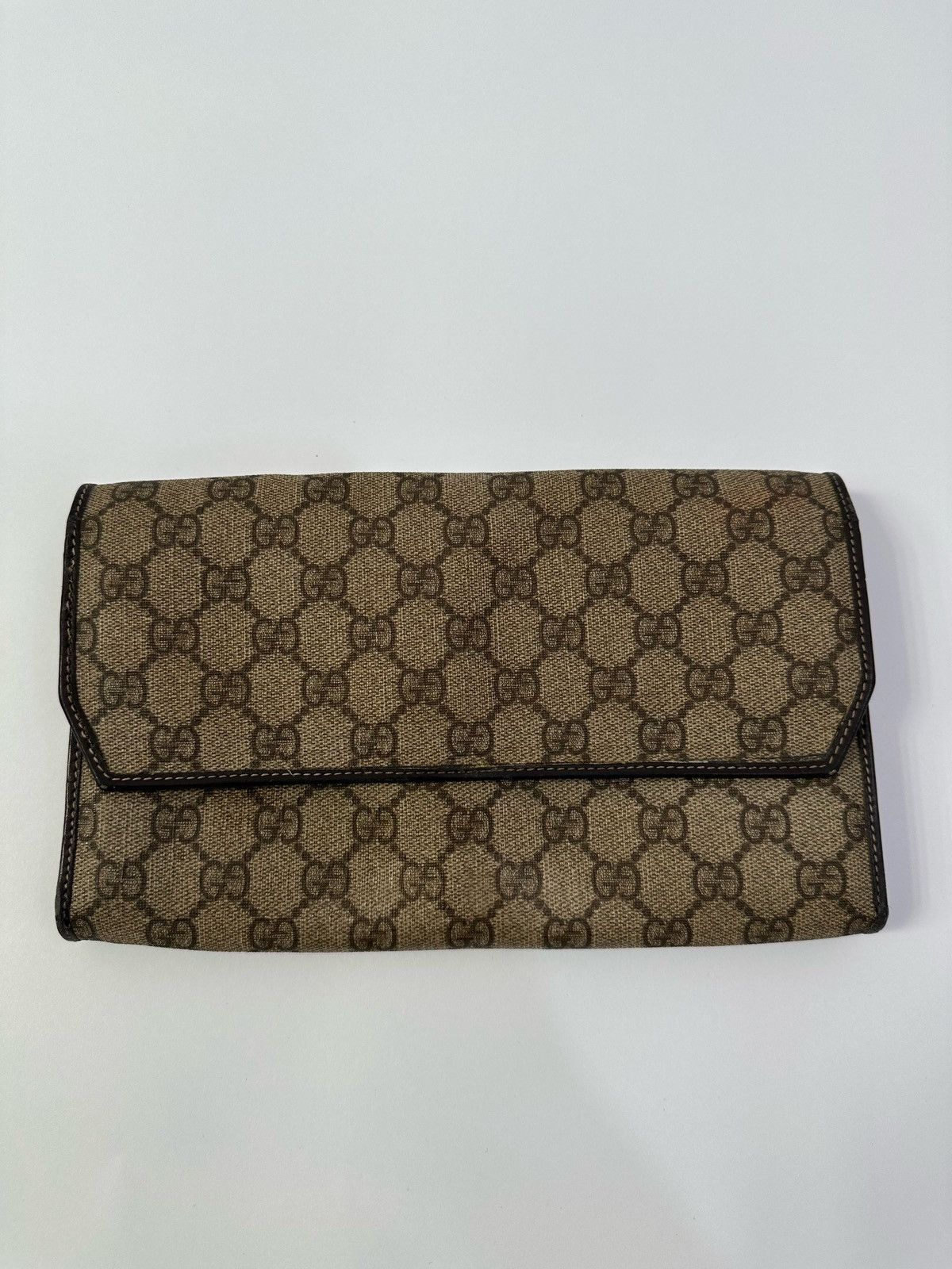 Gucci GUCCI GG Supreme Monogram Clutch Document Holder Brown Size ONE SIZE - 1 Thumbnail