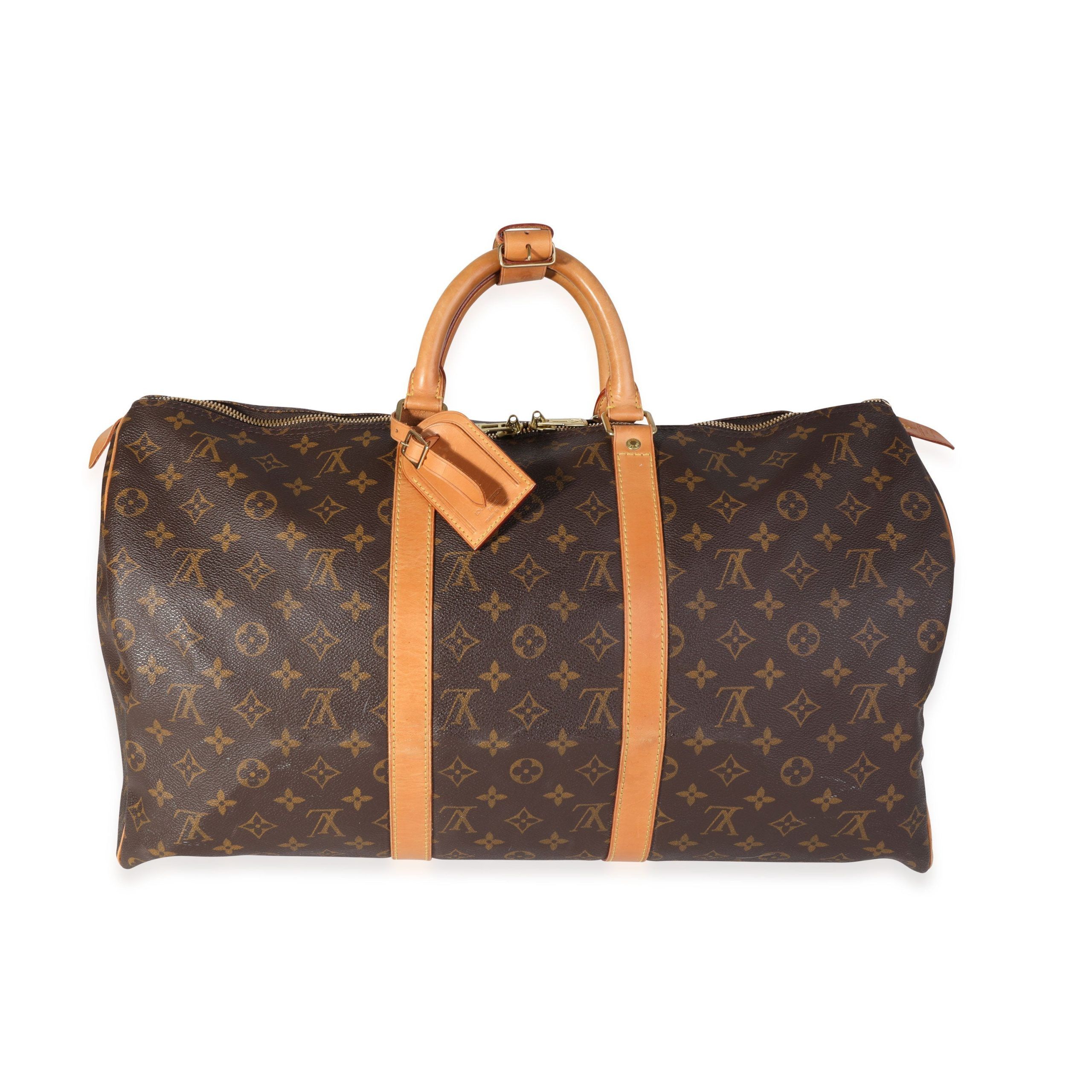 image of Louis Vuitton Monogram Canvas Keepall 50 in Brown, Women's