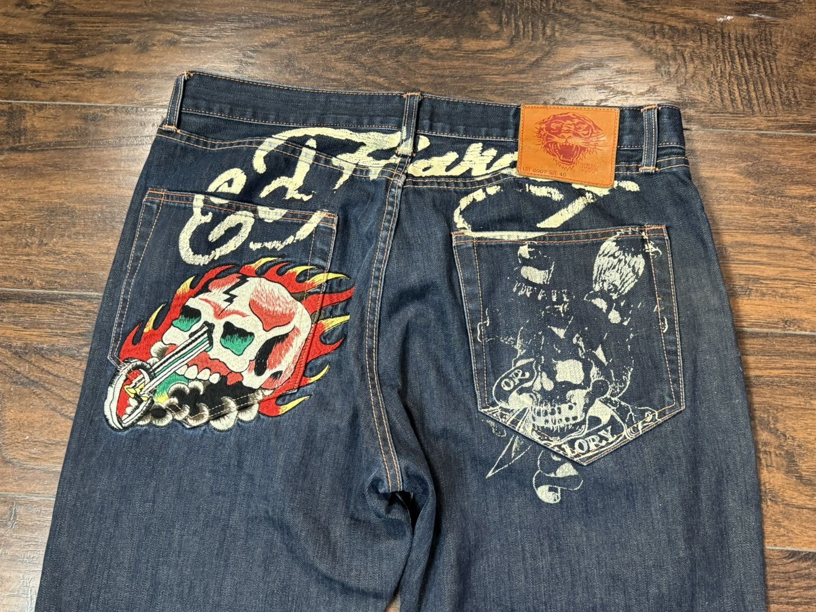 Ed Hardy Ed Hardy Jeans Embroidered Denim Relaxed Skull 40x34 Size US 40 / EU 56 - 4 Thumbnail