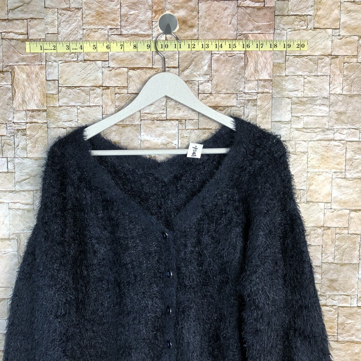 Homespun Knitwear Japan fur mohair shaggy Dark Blue Cardigan Knitwear #241 Size US L / EU 52-54 / 3 - 2 Thumbnail