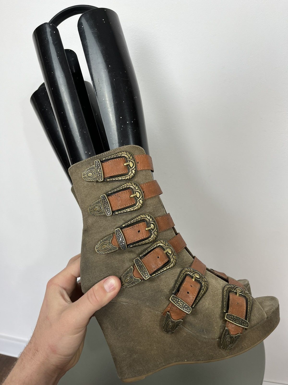 Other Gladiator Wedge Sandals Multi Buckle Straps Canvas EU 38 Size US 7 / IT 37 - 13 Thumbnail