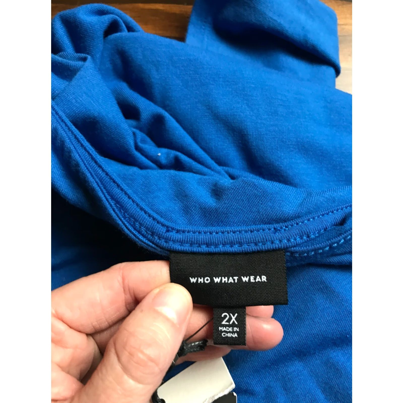 Vintage WHO WHAT WEAR Dress Womens Plus Size 2X Blue Midi One Shoulder 46" Long Short Sleeve Pullover Casual Party/Cocktail Travel Womens Size XXL / US 16-18 / IT 52-54 - 6 Thumbnail