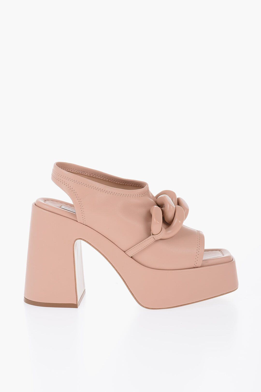 Stella McCartney og1mm0824 Leather Open Toe Mules With Chain in Peach Size US 10 / IT 40 - 1 Thumbnail