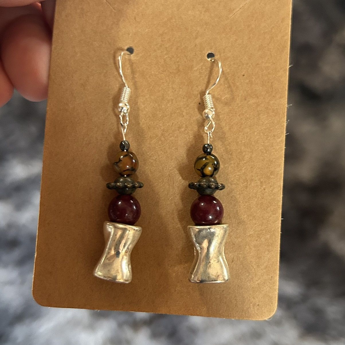Handmade Handcrafted elegant genuine stone garnet dragon earrings Size ONE SIZE - 2 Thumbnail
