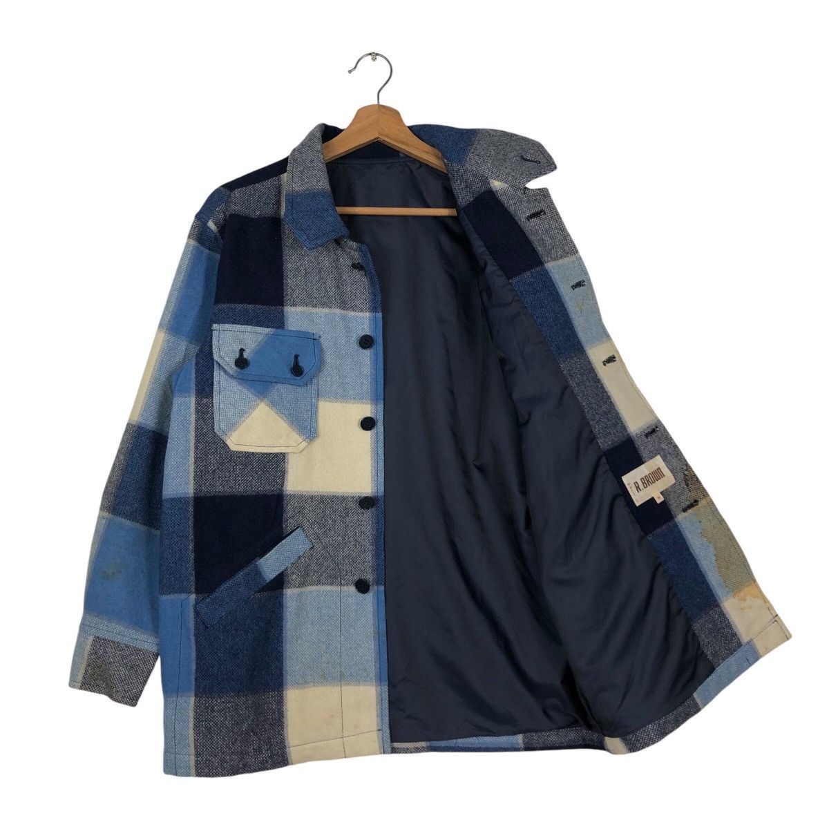 Flannel 📌Vintage Wool Button Jacket R. Brown Tartan Design Check Size US M / EU 48-50 / 2 - 12 Thumbnail