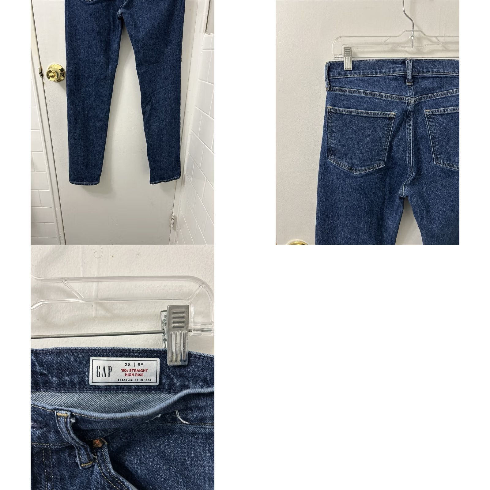 Gap VINTAGE Gap 90s Straight High Rise Jeans Womens 28x29 Dark Wash Blue Denim Pants Size 28" / US 6 / IT 42 - 8 Thumbnail