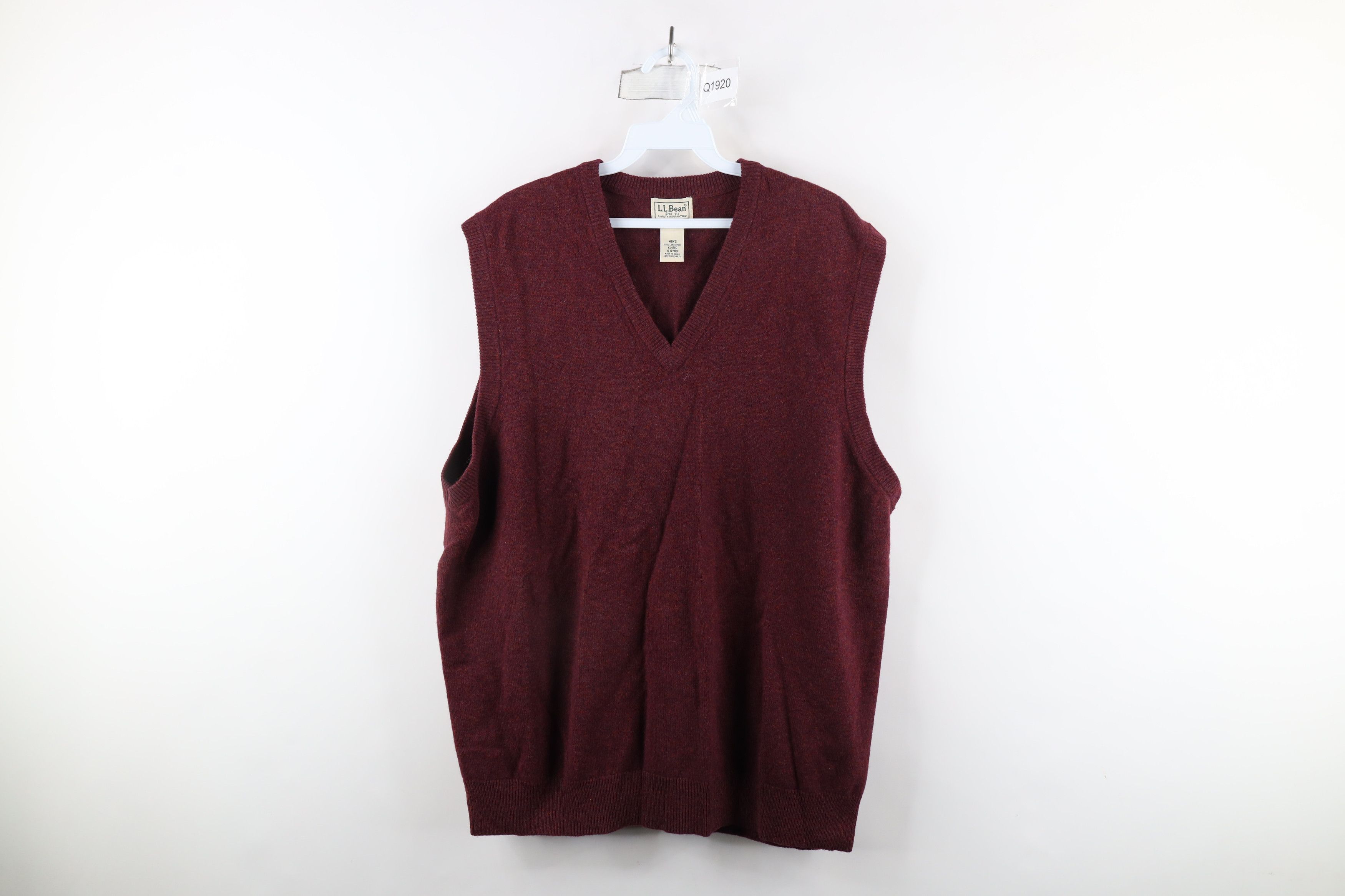 L.L. Bean × Vintage Vintage 90s LL Bean Knit V-Neck Sweater Vest Heather Red Size US XL / EU 56 / 4 - 1 Thumbnail
