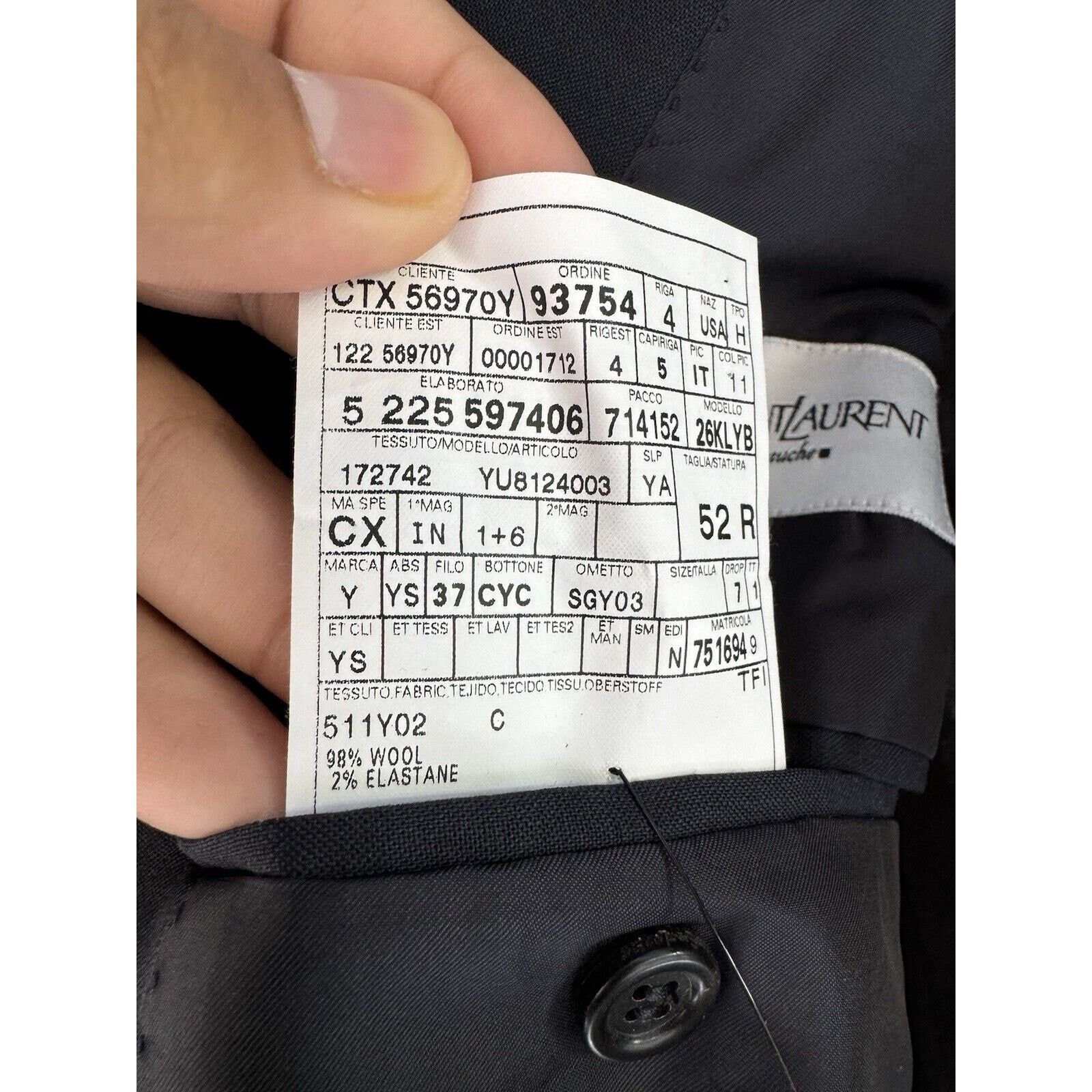 Tom Ford Tom Ford Era YSL Yves Saint Laurent Gauche Navy Blazer 52/42 Size 42R - 6 Thumbnail