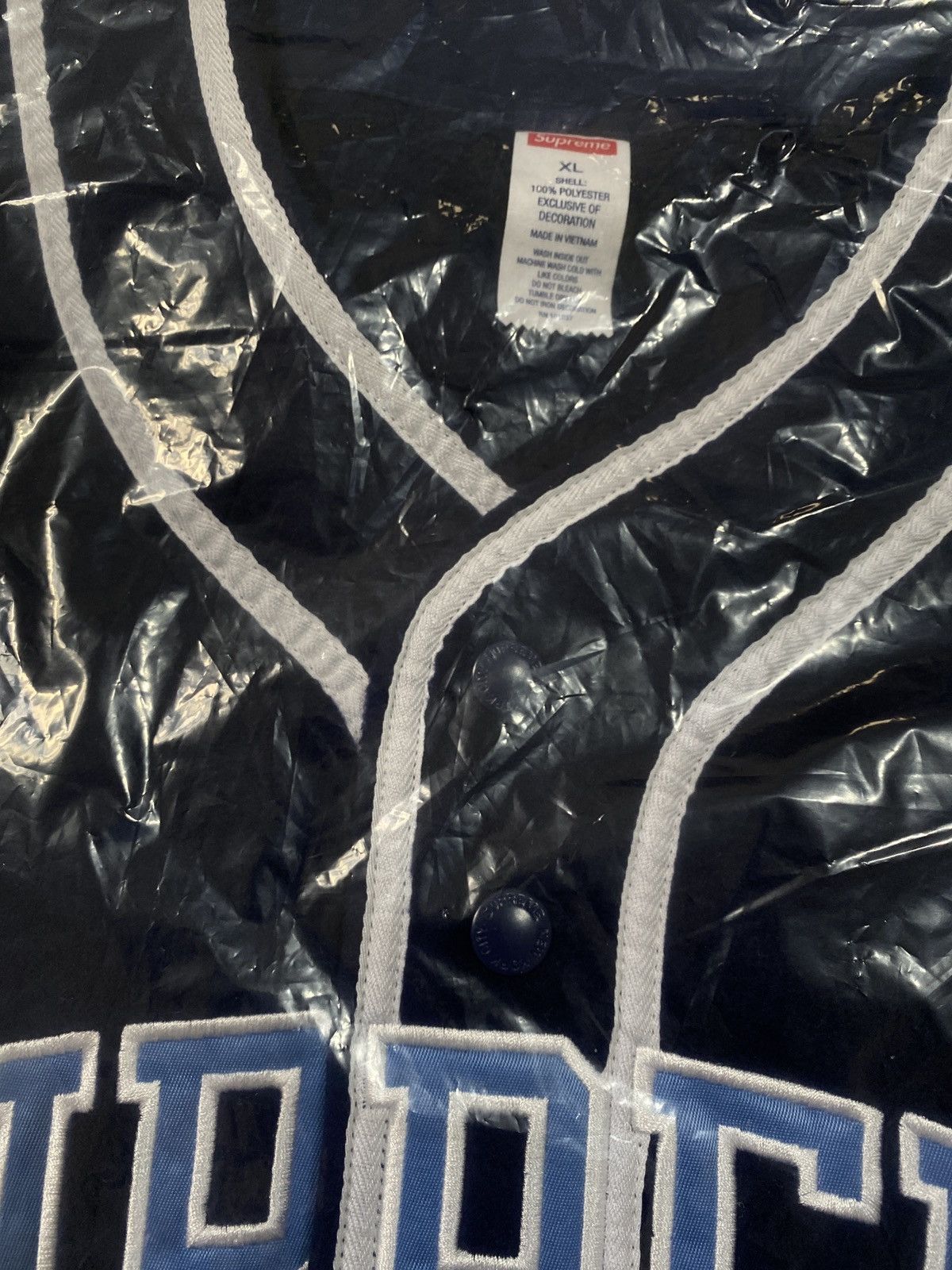 Supreme Supreme Polartec Baseball Jersey Navy Size US XL / EU 56 / 4 - 4 Thumbnail