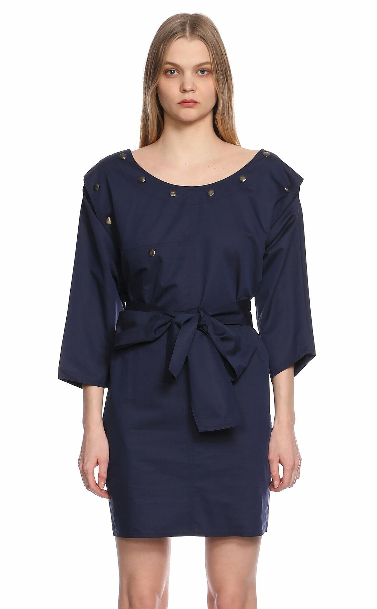 Emilio Pucci EMILIO PUCCI navy blue cotton silk mini sheath dress 10 44 Size M / US 6-8 / IT 42-44 - 2 Thumbnail