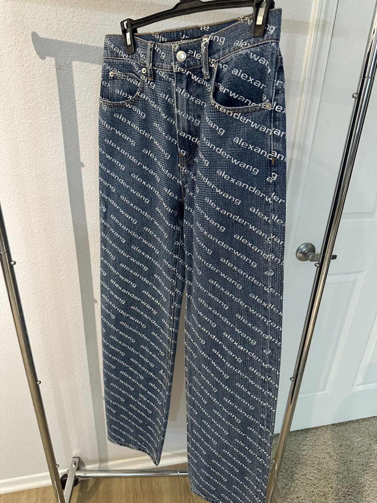 Alexander Wang Alexander Wang Mid Rise Relaxed Logo Print Clear Bead Size 26" / US 2 / IT 38 - 1 Thumbnail