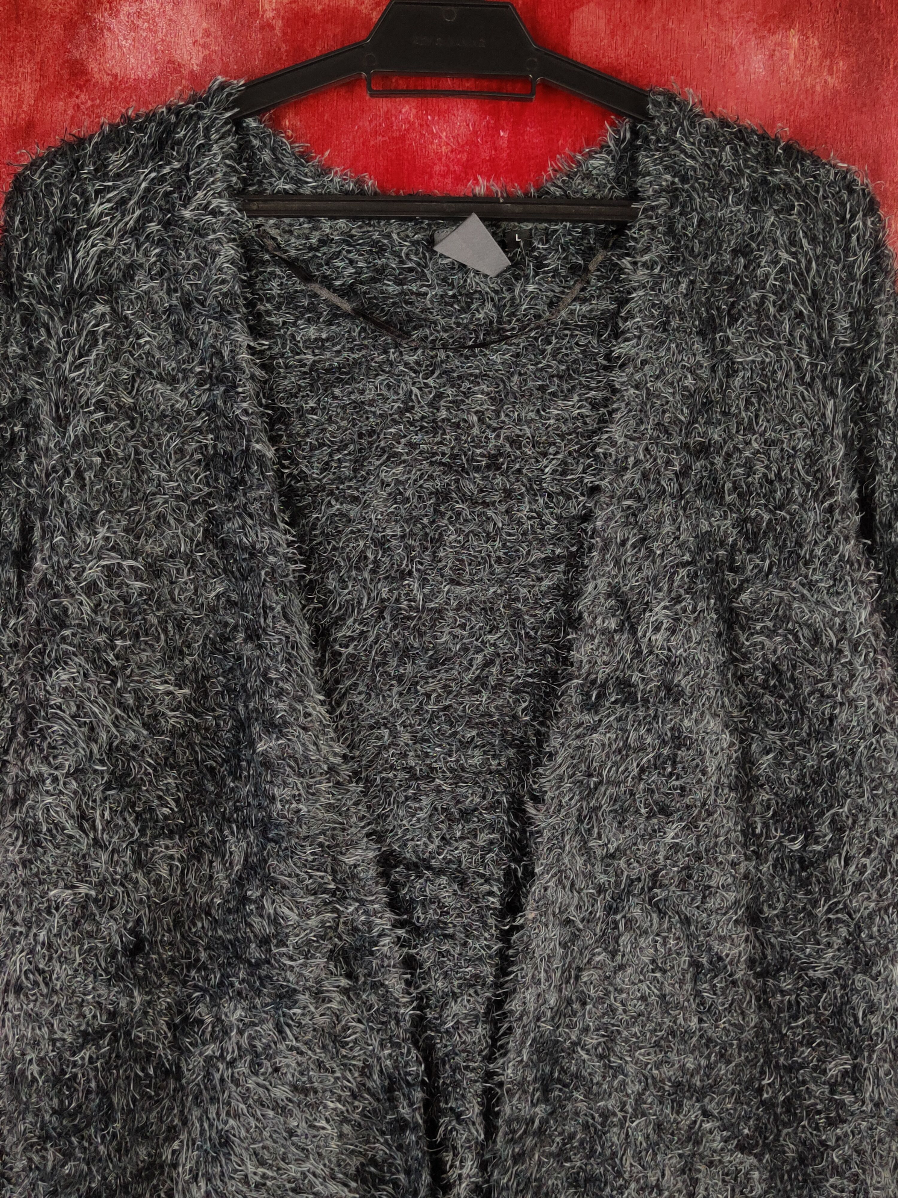 Vintage Dirz Black Shag Shaggy Fur Mohair Knitwear #S1961 Size L / US 10 / IT 46 - 2 Thumbnail