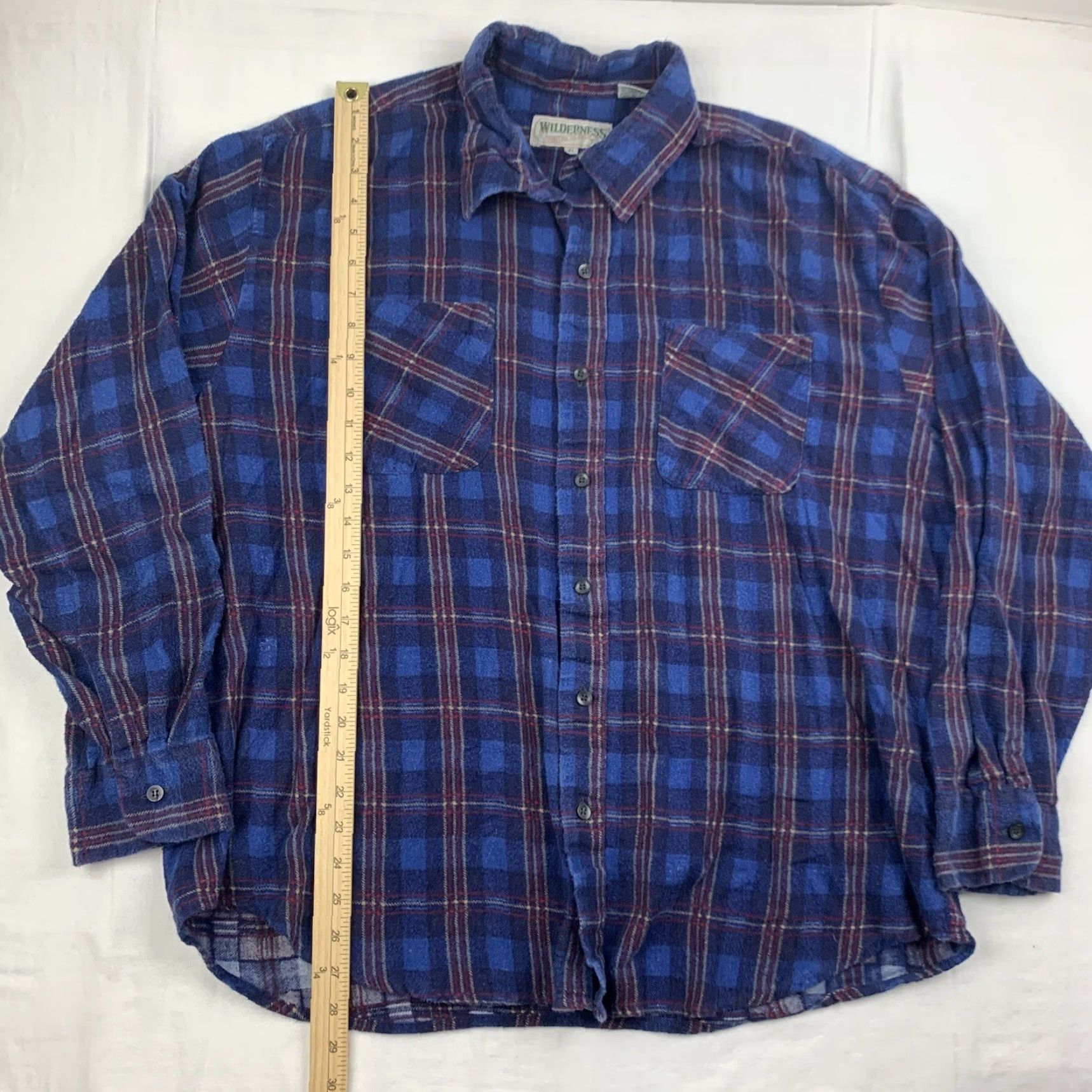 Vintage VINTAGE Wilderness Button-Down Shirt Adult XL Blue Plaid 90s Outdoors Shirt Size US XL / EU 56 / 4 - 4 Thumbnail