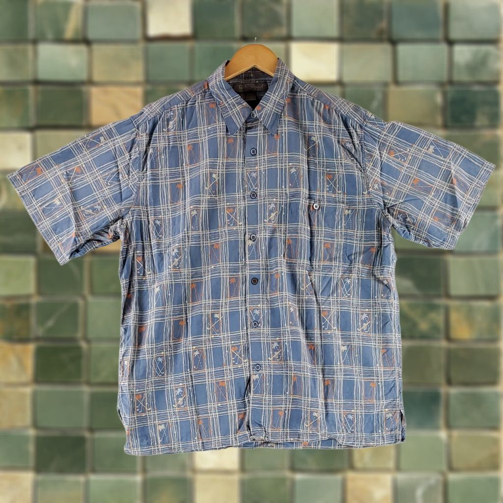 Tori Richard Tori Richard Shirt XL Mens Blue 100% Silk Button Up Short Sleeve Golf Palm Trees Button Up Shirt Blue Mens XL Size US XL / EU 56 / 4 - 1 Thumbnail