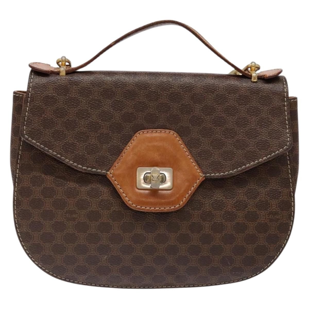 Celine CELINE Macadam Canvas Hand Bag Pvc Leather Brown Gold Size ONE SIZE - 2 Thumbnail