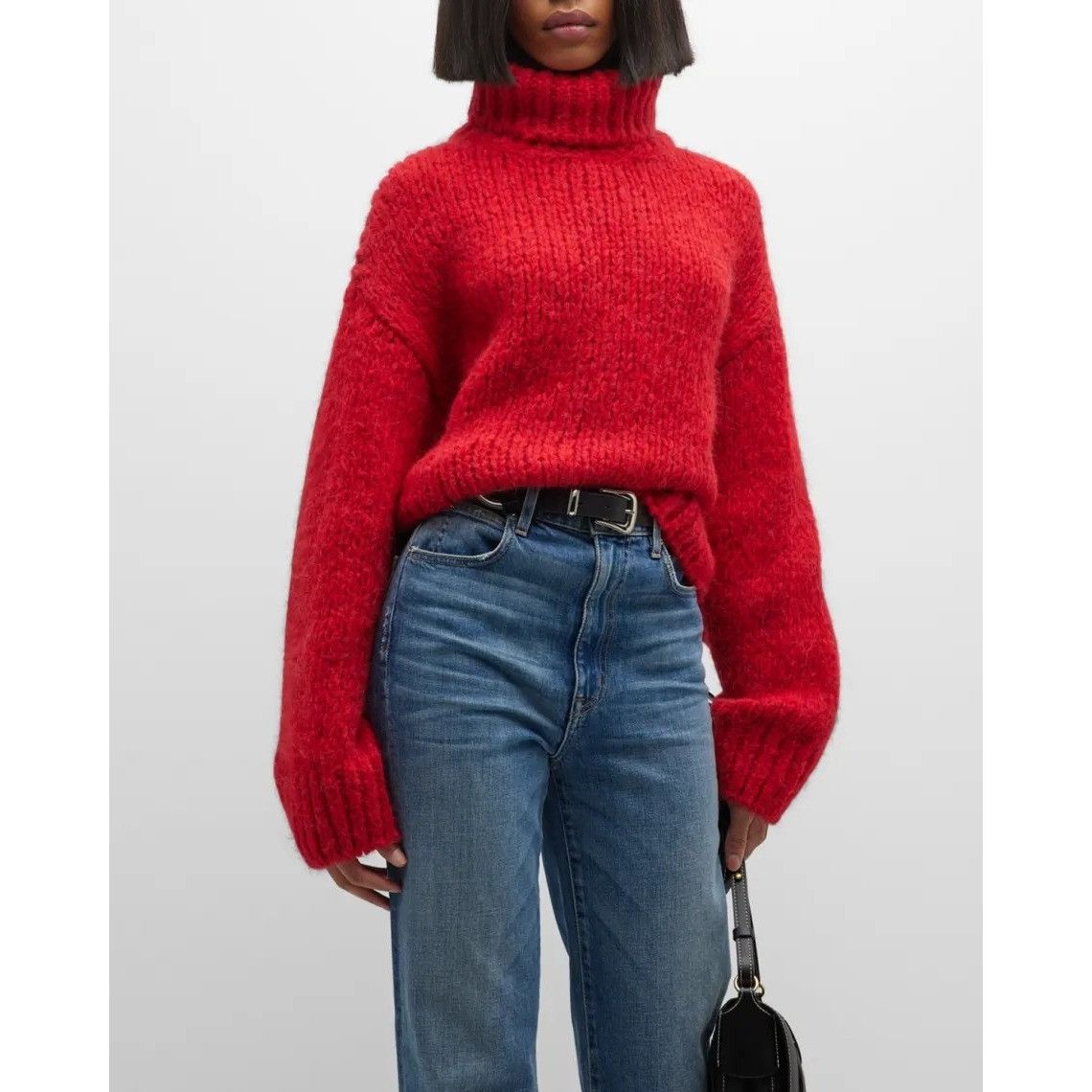 image of Redone $495 NWT Re/done 90's Oversized Turtleneck Sweater In Red S, Women's (Size Small)