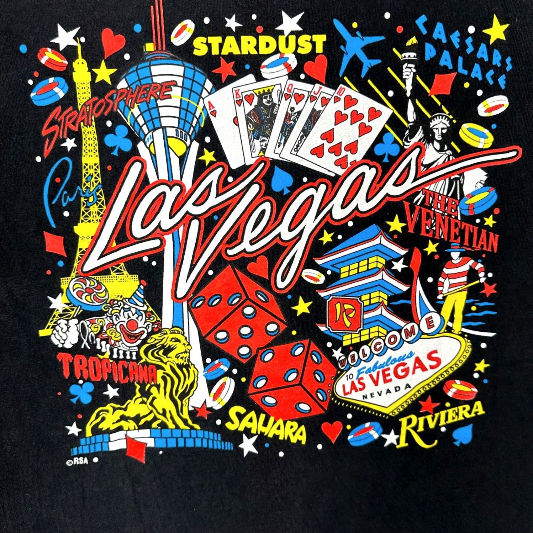 Tultex VINTAGE Tultex Las Vegas T-Shirt Tee Mens Large Black Graphic Preshrunk Crewneck Size US L / EU 52-54 / 3 - 4 Thumbnail