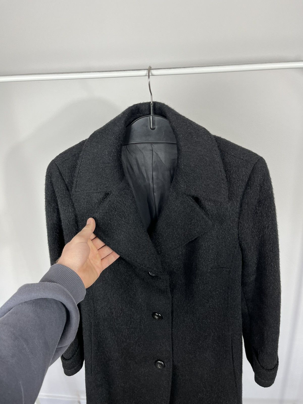 Other Vintage Black Wool Mohair Coat Women Button Mid Length Size M / US 6-8 / IT 42-44 - 5 Thumbnail