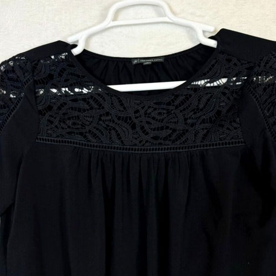 Adrianna Papell Adrianna Papell Blouse Women M Black Lace Sheer Long Sleeve Top W 350 Shirt Size M / US 6-8 / IT 42-44 - 5 Thumbnail