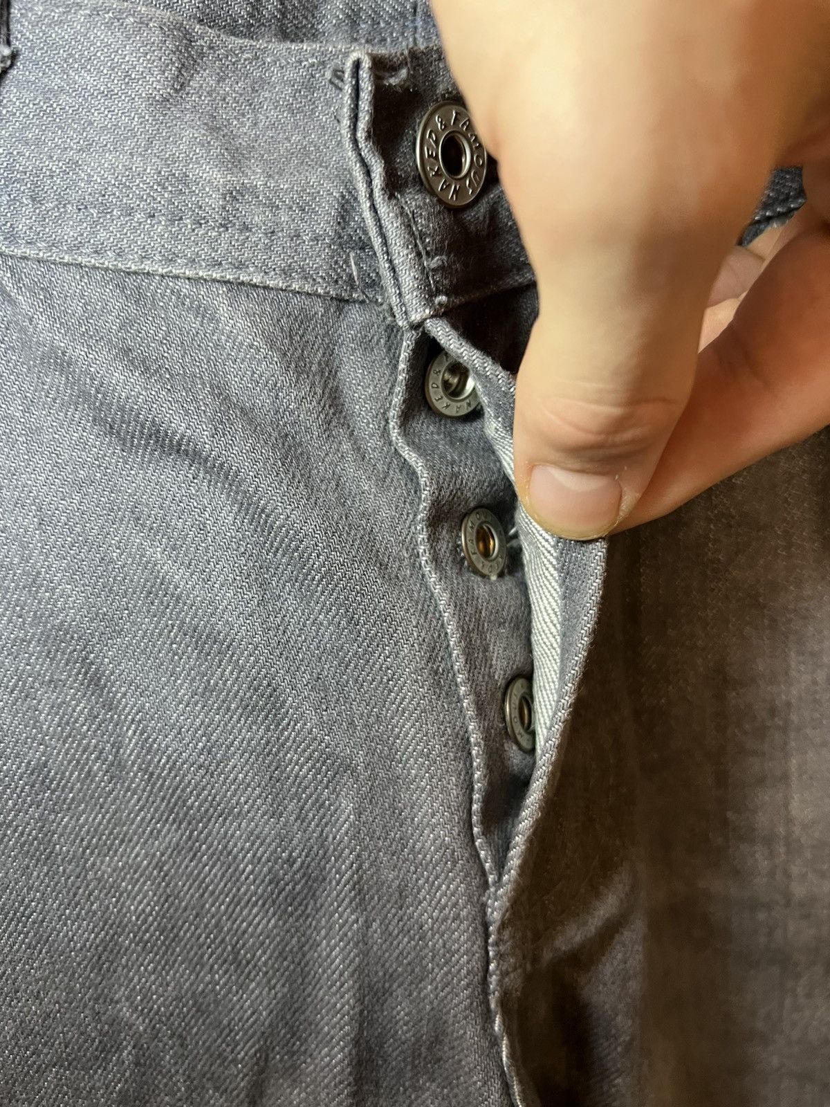 Naked & Famous Vintage Naked & Famous grey raw selvedge silver denim jeans Size US 33 - 5 Thumbnail