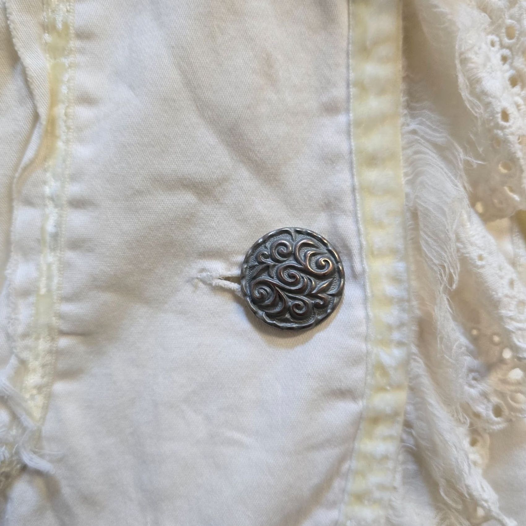 Vintage Love Polly Jacket Womens XL White Ruffled Cottage Core Embroidered Whimsy Casual Size XL / US 12-14 / IT 48-50 - 4 Thumbnail