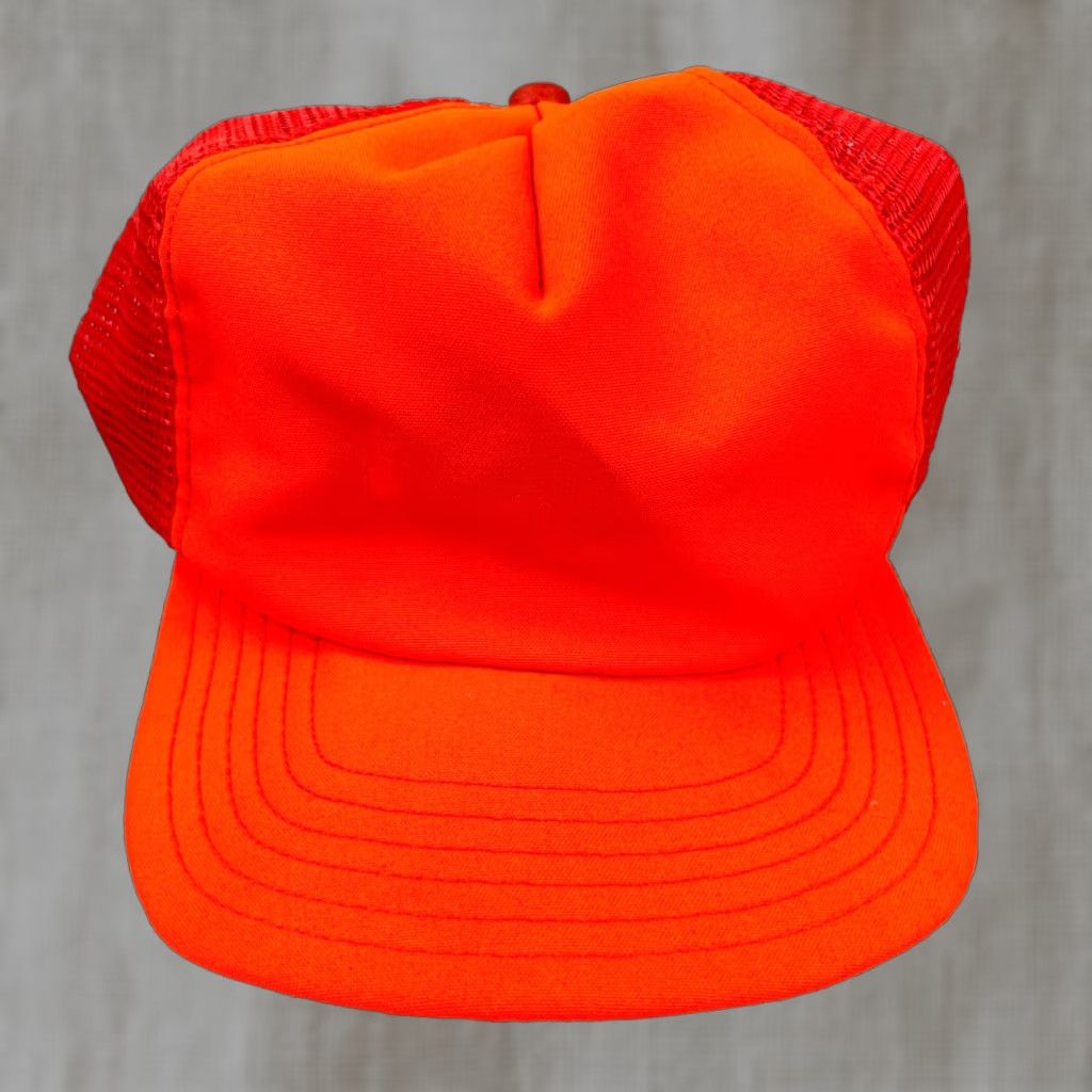 Vintage VINTAGE Blaze Orange Camo Trucker Hat Cap Snapback Made In USA Blank Hunting Men Size 44L - 1 Thumbnail