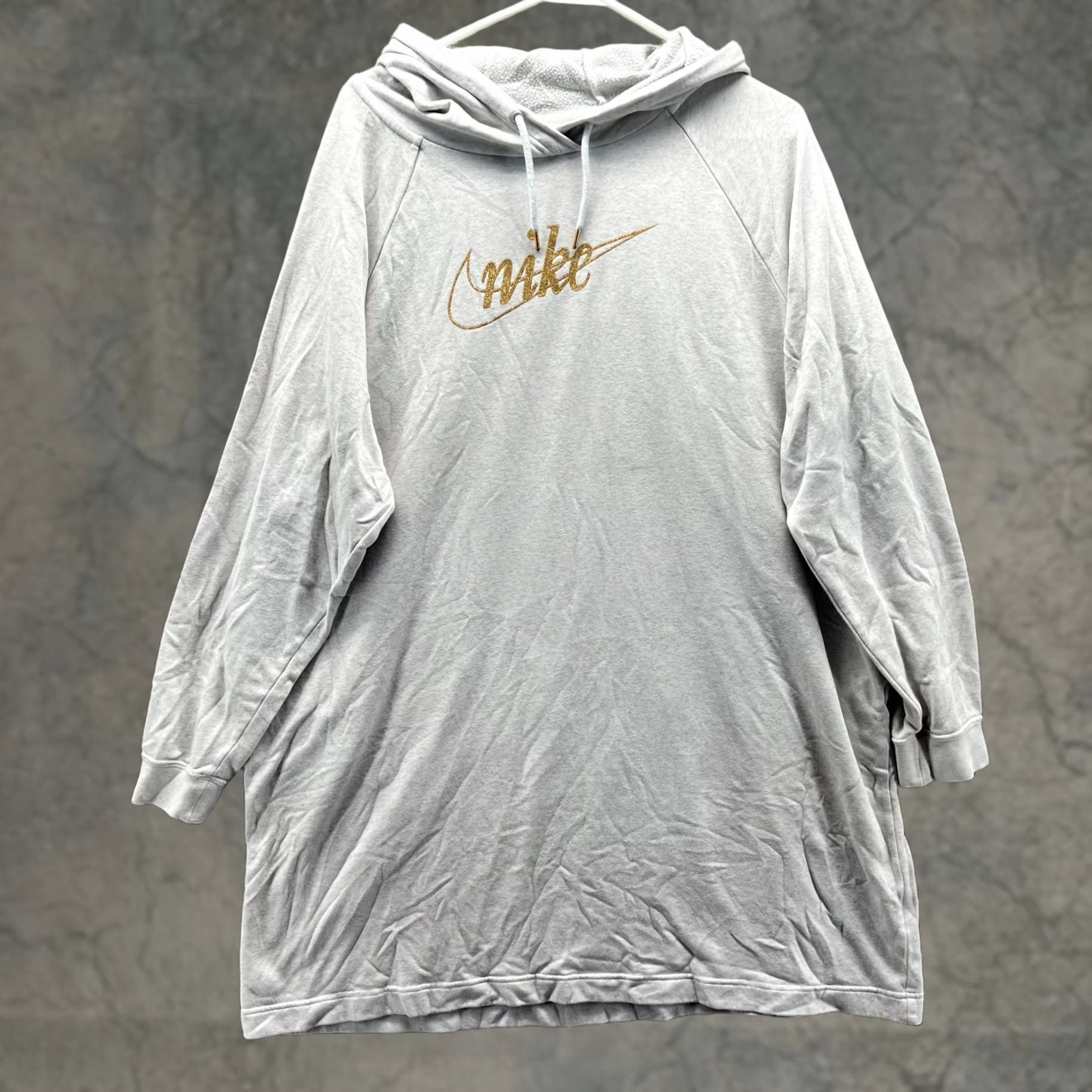 Nike VINTAGE Nike Sweater Dress Shirt Dress Womens Large Gray Fleece Oversized Swoosh Spell Out Tunic Size L / US 10 / IT 46 - 1 Thumbnail