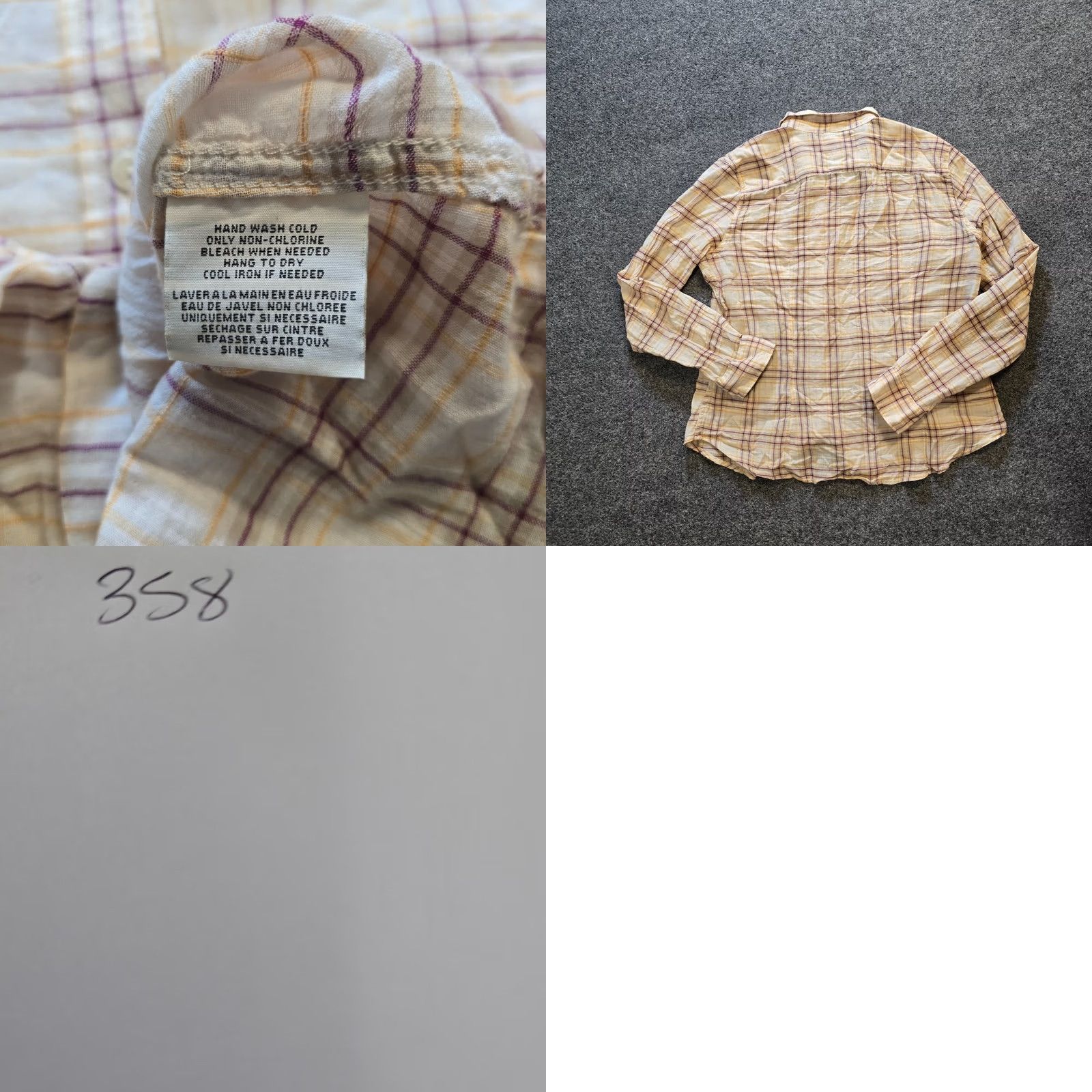 Ralph Lauren DENIM & SUPPLY Ralph Lauren Top Womens Size L Beige Plaid Collared Button-Front Tomboy Fit Casual Blouse Cotton Denim Lightweight Spring Summer Size L / US 10 / IT 46 - 8 Thumbnail