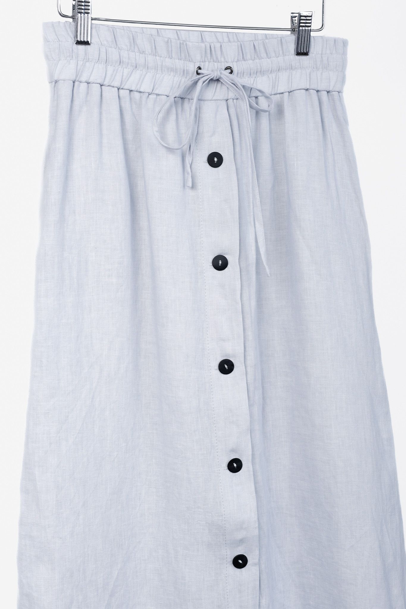 Sarah Pacini Sarah Pacini Light Grey Buttoned Linen Pantskirt Size 28" / US 6 / IT 42 - 3 Thumbnail