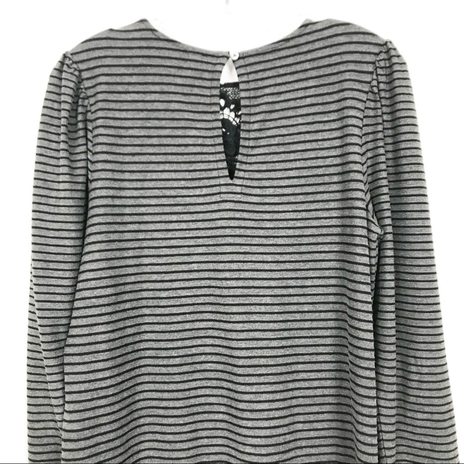 Loft Ann Taylor Loft Black/Gray Striped Lace Dress Sz S Size S / US 4 / IT 40 - 6 Thumbnail