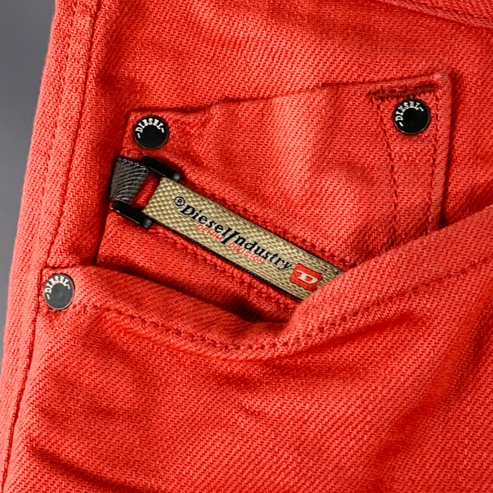 Diesel Darron Red Orange Cotton Twill Slim Tapered Button Fly Jeans Size US 29 - 2 Thumbnail