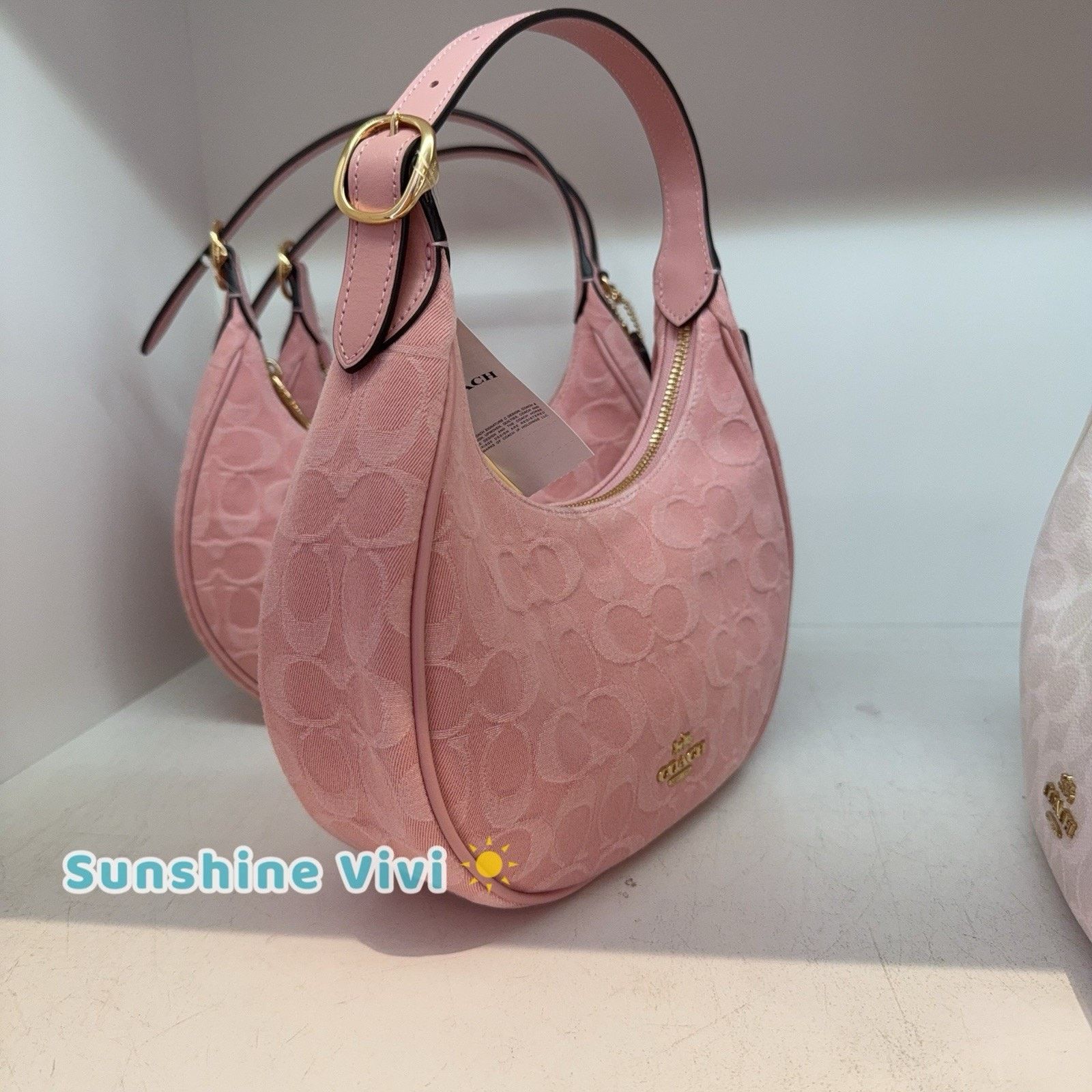 Coach NWT COACH Emily Shoulder Bag Denim Gold/Light Pink CEN04 Size ONE SIZE - 2 Thumbnail