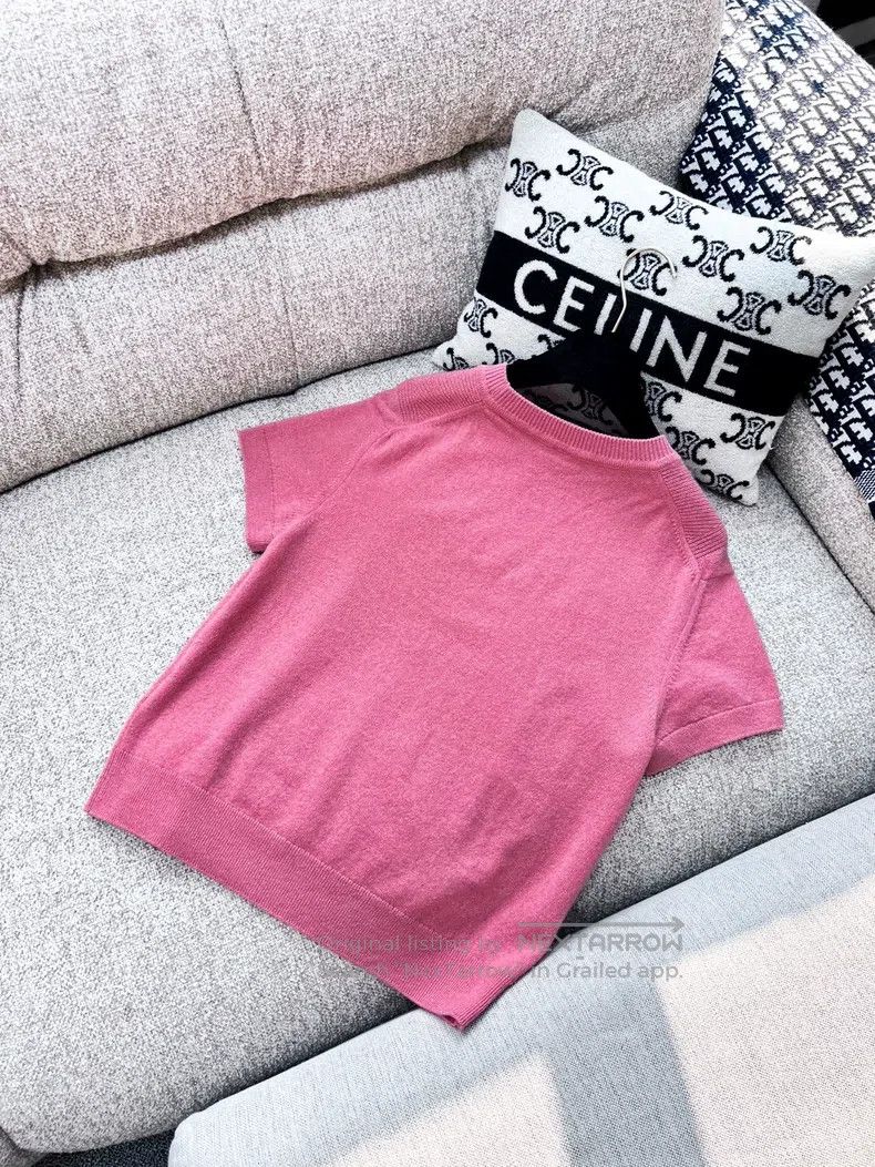 Hermes Hermes Pink Cashmere Short-sleeved Knitted Top, Made of Ca Size M / US 6-8 / IT 42-44 - 3 Thumbnail
