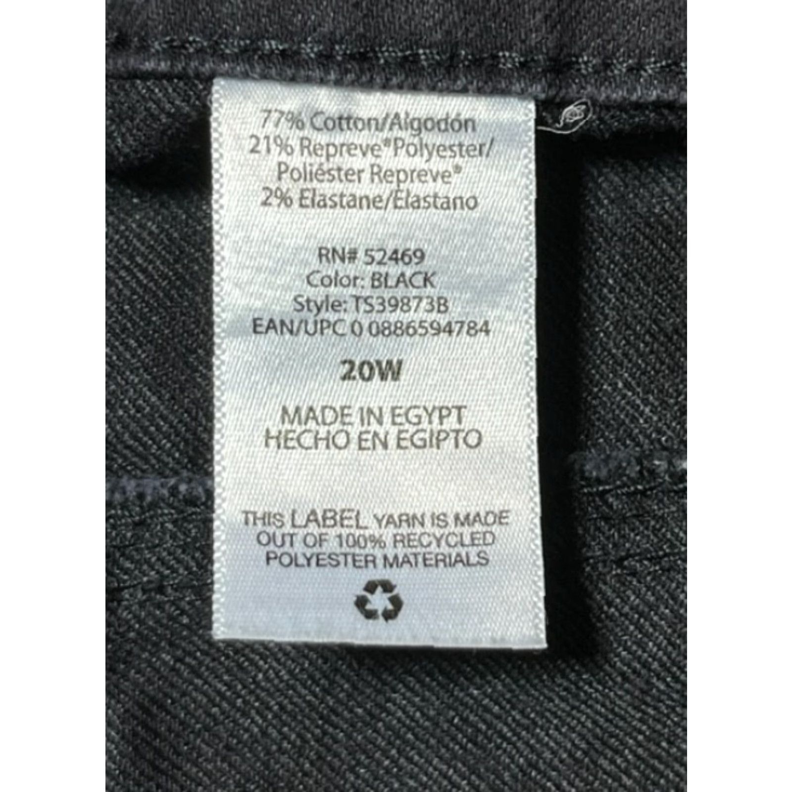 Vintage Terra & Sky Pants Womens 20W Plus High Rise Straight Stretch Black Size 42" / US 20 - 7 Thumbnail