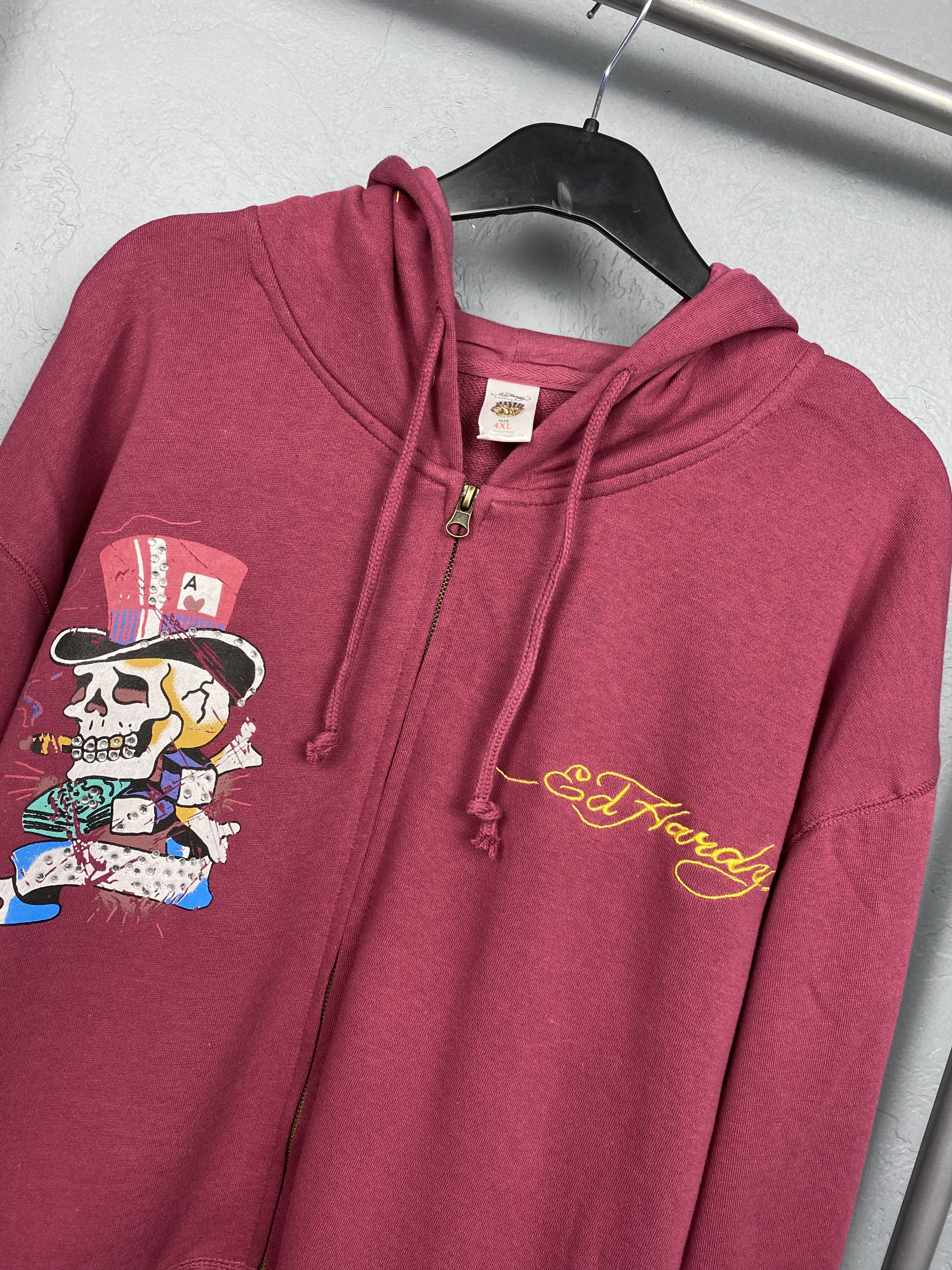 Christian Audigier Ed Hardy by Christian Audigier Oversized Hoodie Y2K Size US XXL / EU 58 / 5 - 5 Thumbnail