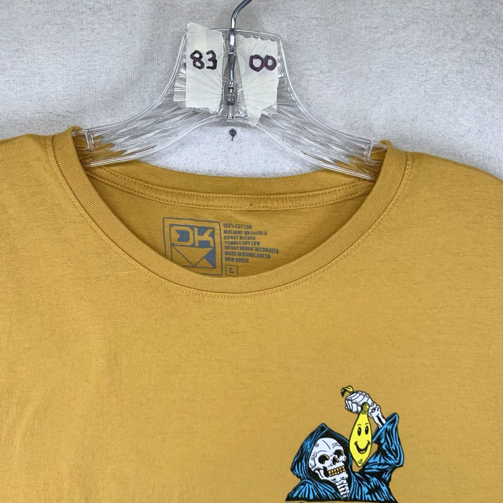 VIBE VINTAGE Dikotomy Women’s T-Shirt Large Casual Short Sleeve Crew Neck 100% Cotton Graphic Skull Mustard Yellow Humor Size L / US 10 / IT 46 - 3 Thumbnail