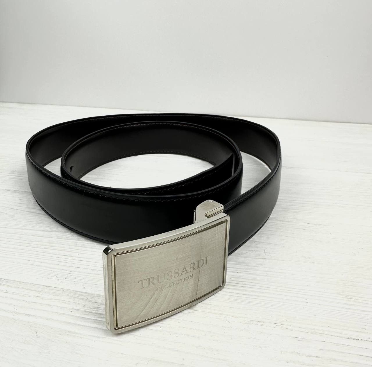 Trussardi Trussardi Collection Leather Belt Metal Buckle Made in Italy Size 38 - 4 Thumbnail