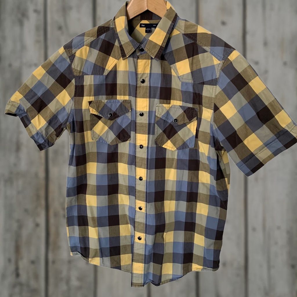 Gap Gap Pearl Snap Shirt Mens S Short Sleeve Plaid Western Buffalo Check Button-Up Cotton Size US S / EU 44-46 / 1 - 1 Thumbnail