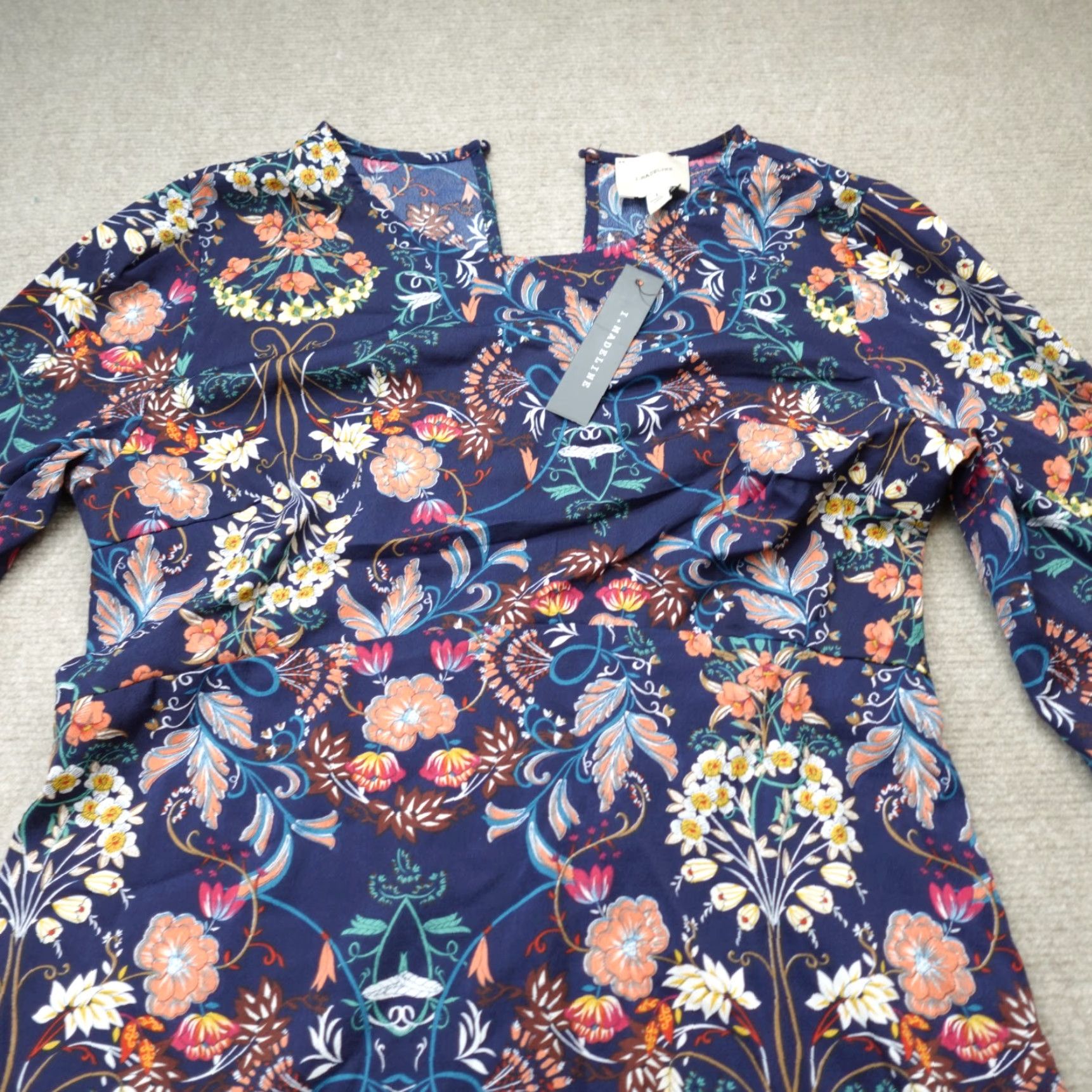 Vintage VINTAGE I. Madeline Womens Dress Large Blue Navy Garden Splendor NEW Size L / US 10 / IT 46 - 2 Thumbnail
